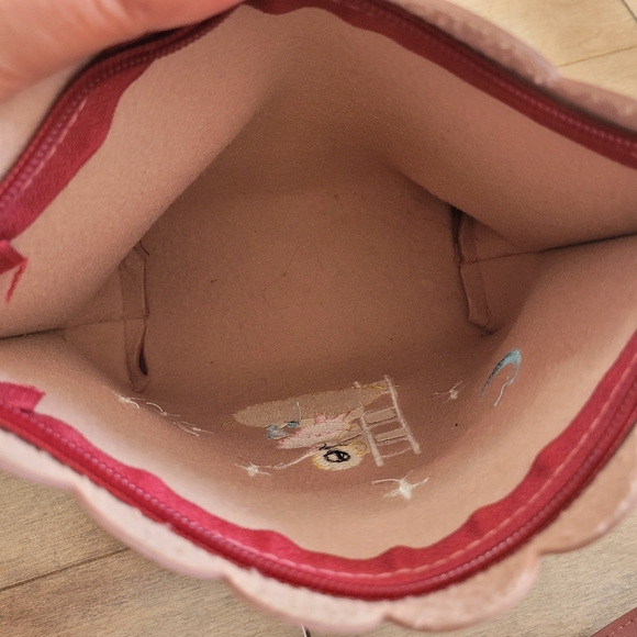 Dusty pink leather purse with embroidery - Picture 5 of 5